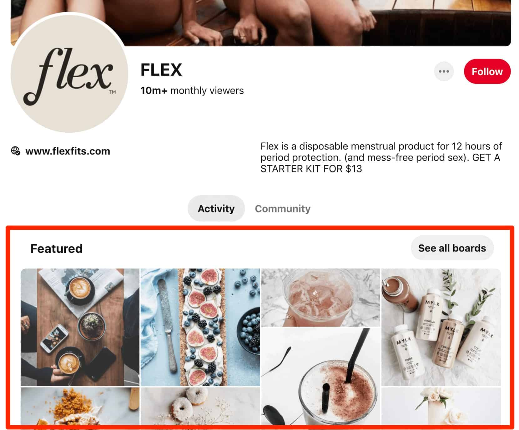 Pinterest profile page