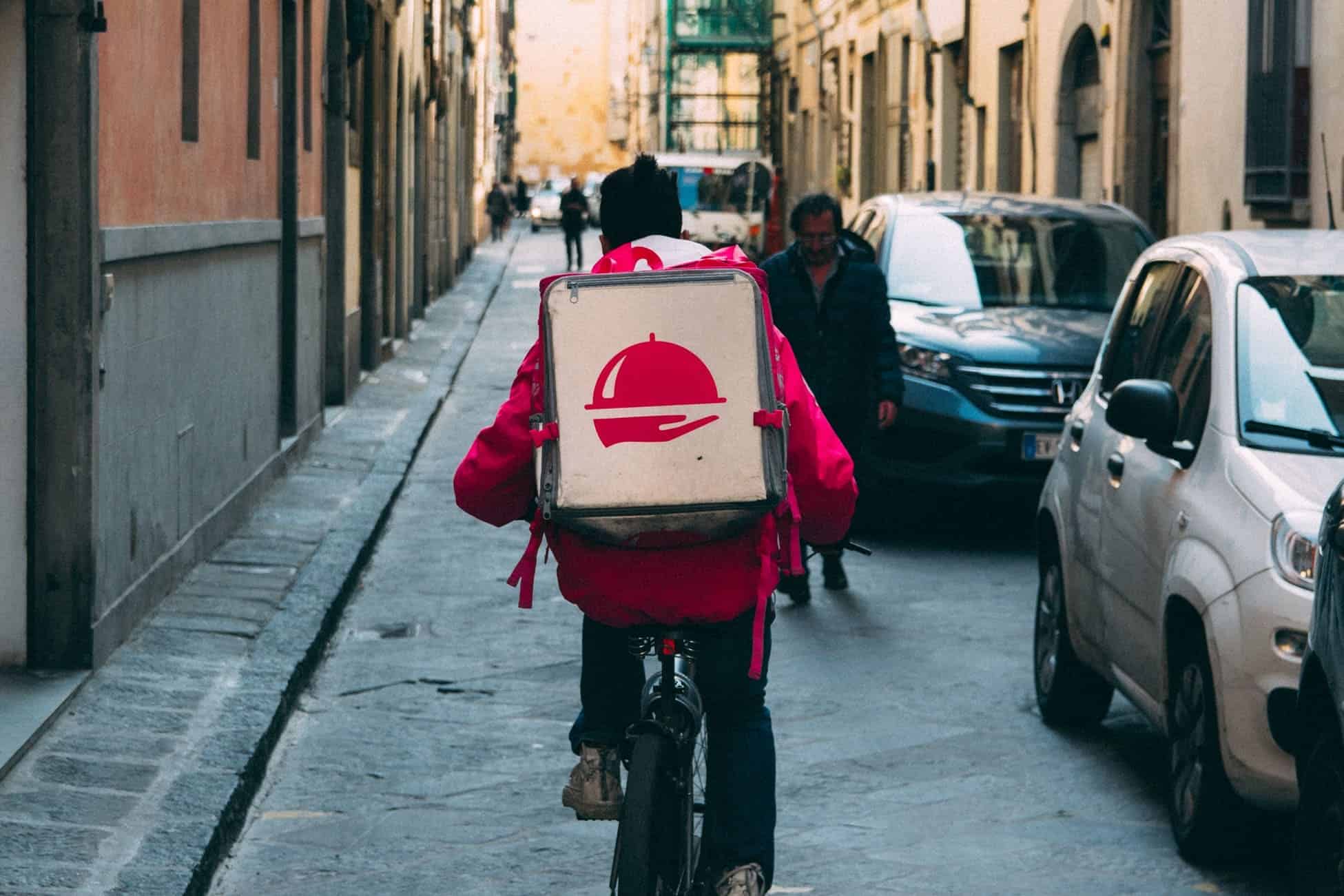food delivery person on a bike