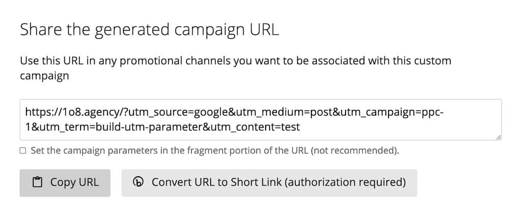 Share the UTM campaign URL