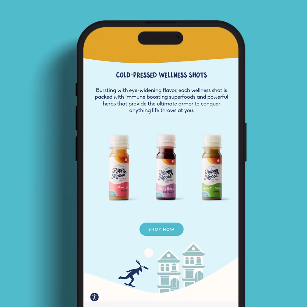 Cold pressed wellness shots Happy Moose